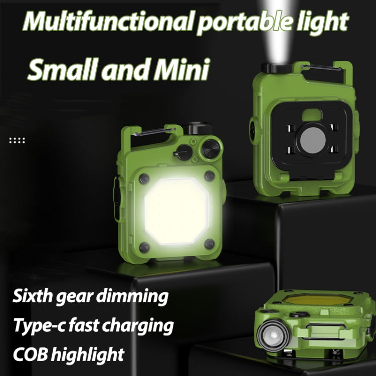 Mini Keychain COB Flashlight USB Rechargeable Magnetic Work Light For Outdoor Camping(Red)