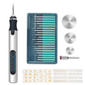 SNJ-3681 Mini Engraving Pen Wireless Polishing Electric Grinder, Style: Silver+Grinding Head+Cutting Blade+Carving Stencil