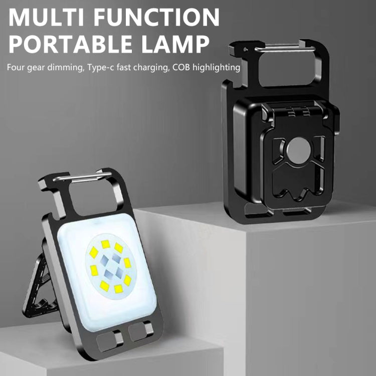 Key Chain Light Magnetic Suction Work Light Rechargeable Flashlight For Outdoor Camping(White)