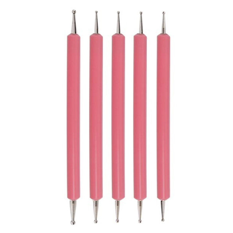 5pcs/set Pottery Tool Indentation Pen Manicure Point Drill Pen(Pink)