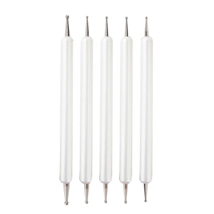 5pcs/set Pottery Tool Indentation Pen Manicure Point Drill Pen(White)