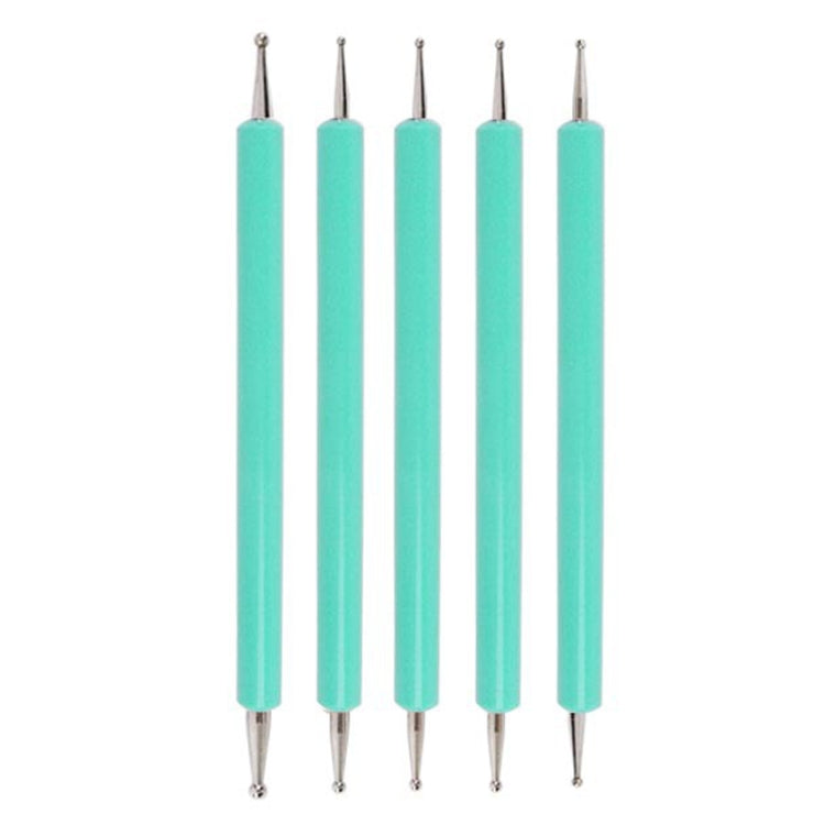 5pcs/set Pottery Tool Indentation Pen Manicure Point Drill Pen(Green)