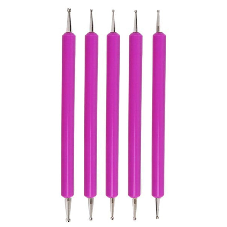 5pcs/set Pottery Tool Indentation Pen Manicure Point Drill Pen(Purple)