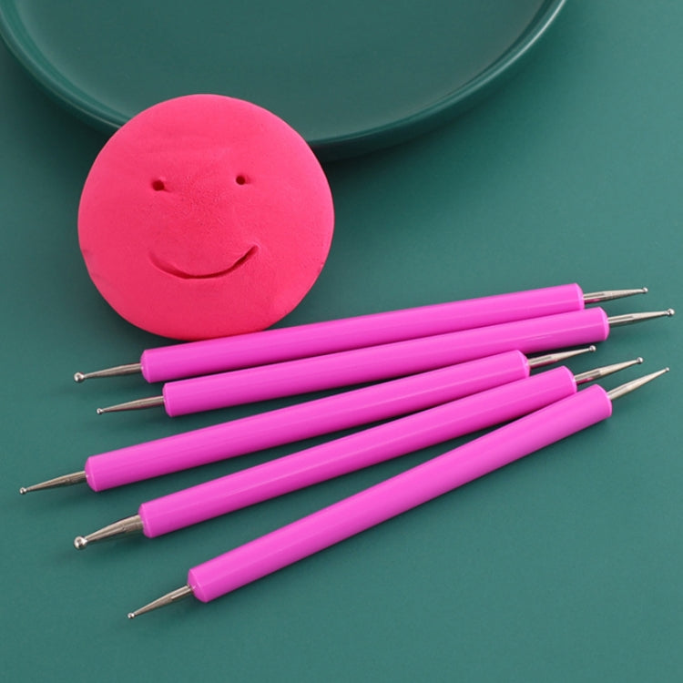 5pcs/set Pottery Tool Indentation Pen Manicure Point Drill Pen(Pink)