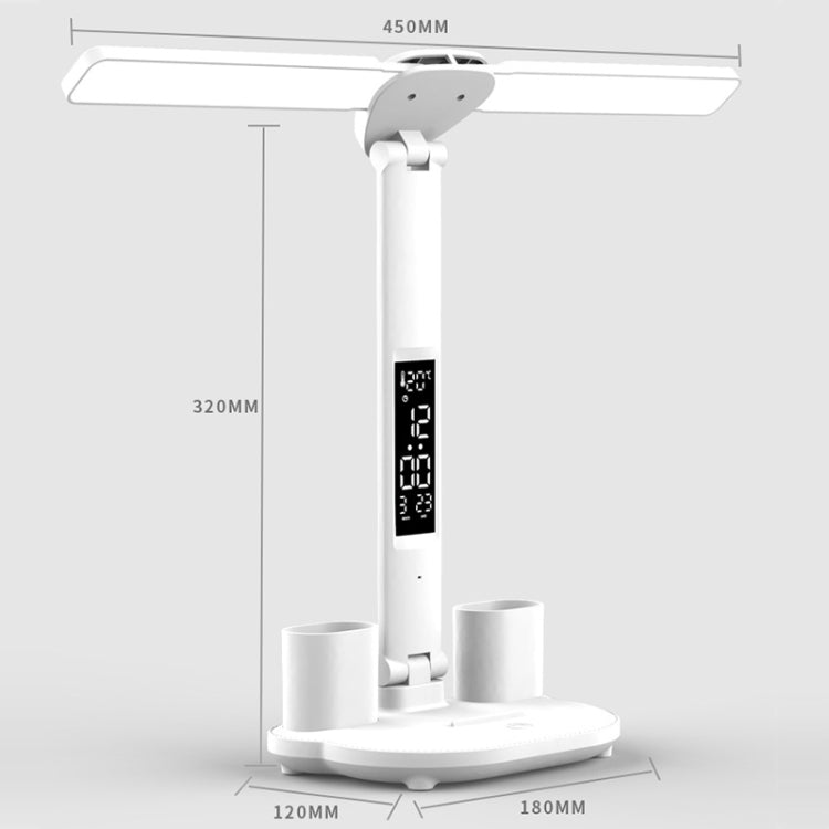 LED Intelligent Digital Display Foldable Desk Lamp, Style: Double Head Charging 2000mAh