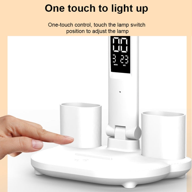 LED Intelligent Digital Display Foldable Desk Lamp, Style: Double Head Charging 2000mAh