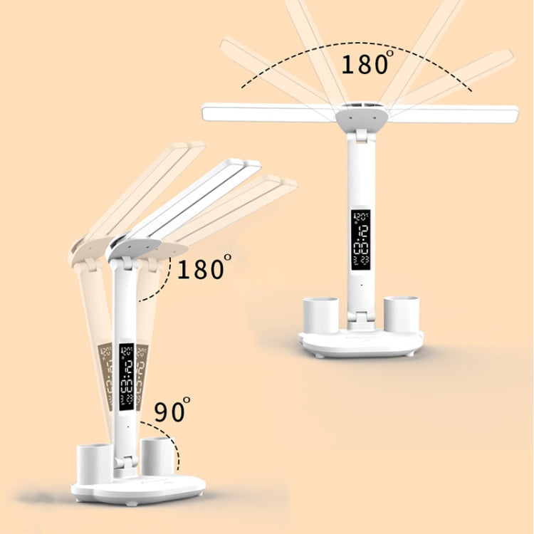 LED Intelligent Digital Display Foldable Desk Lamp, Style: Double Head Charging 2000mAh