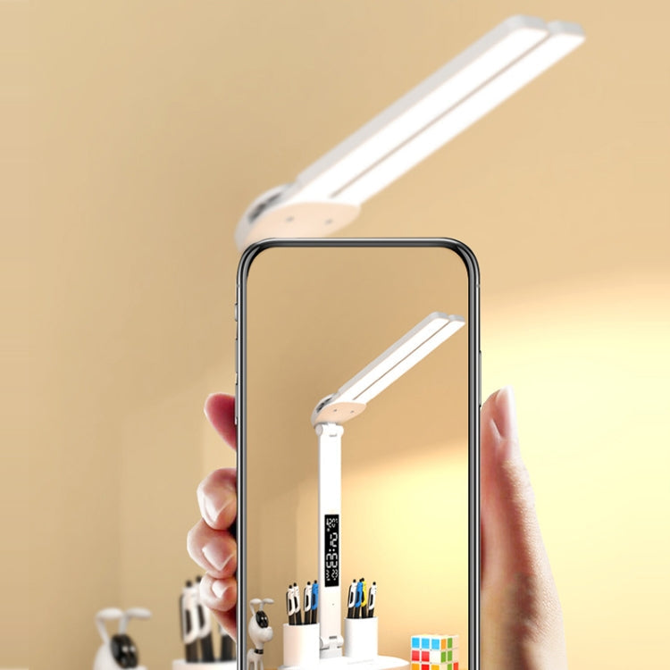 LED Intelligent Digital Display Foldable Desk Lamp, Style: Double Head Charging 2000mAh