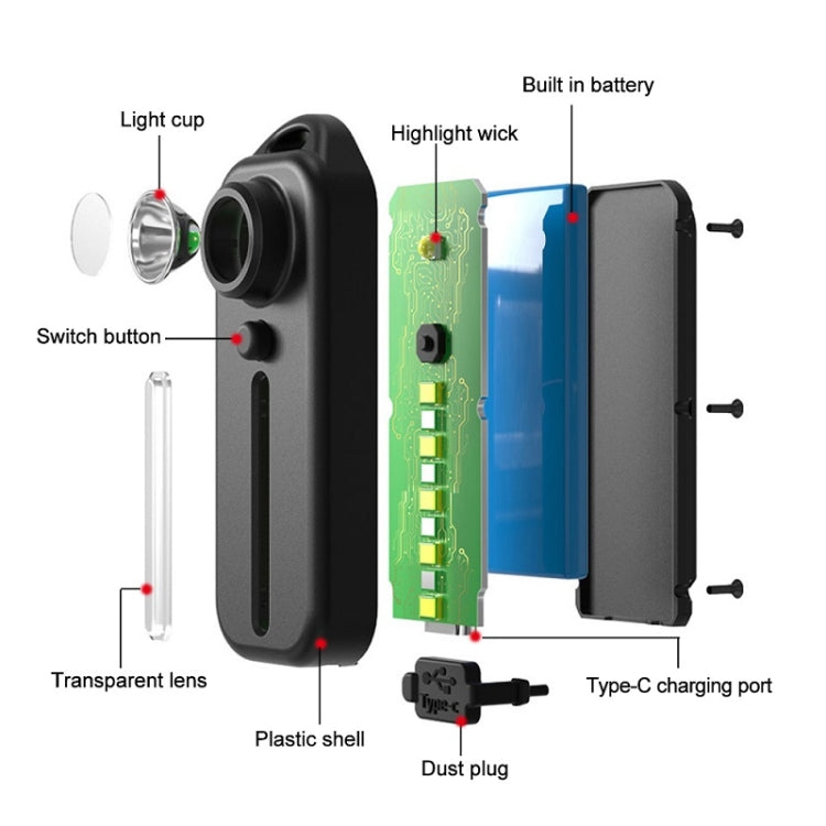 Bicycle Tail Light Type-C Rechargeable Outdoor Warning Light With Pen Clip(W677 Black Iron Box)