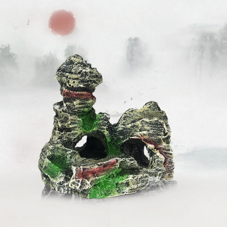 Stone Fish Tank Landscape Simulation Resin Aquarium Decorative Ornament, Style: Cave Mountain D