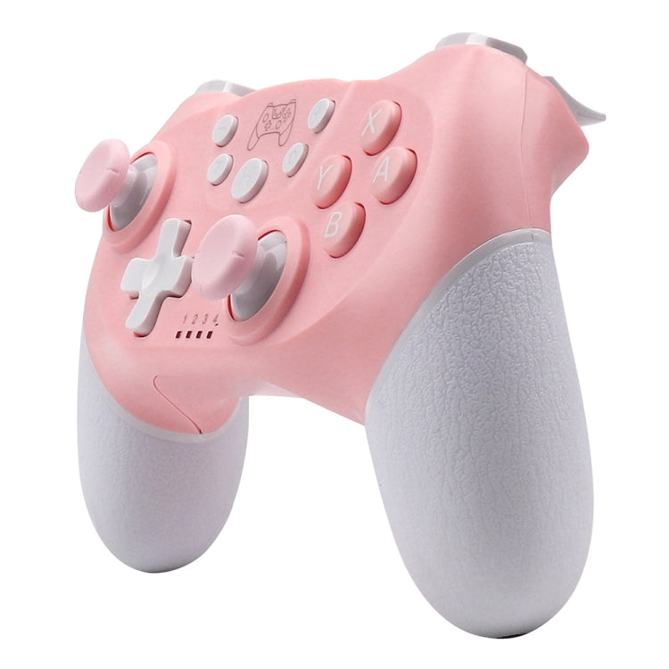 For Nintendo Switch Pro Wireless Bluetooth Handle with Macro Programming & Somatosensory Wake-up(White Pink)