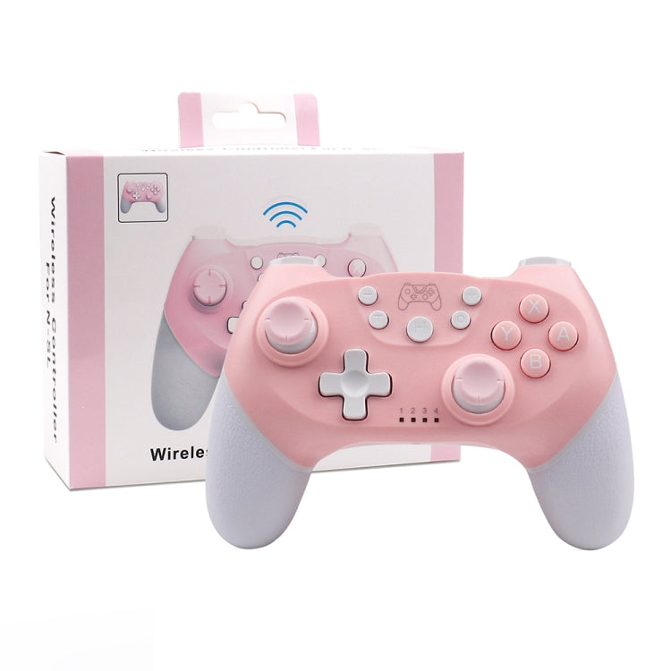 For Nintendo Switch Pro Wireless Bluetooth Handle with Macro Programming & Somatosensory Wake-up(White Pink)