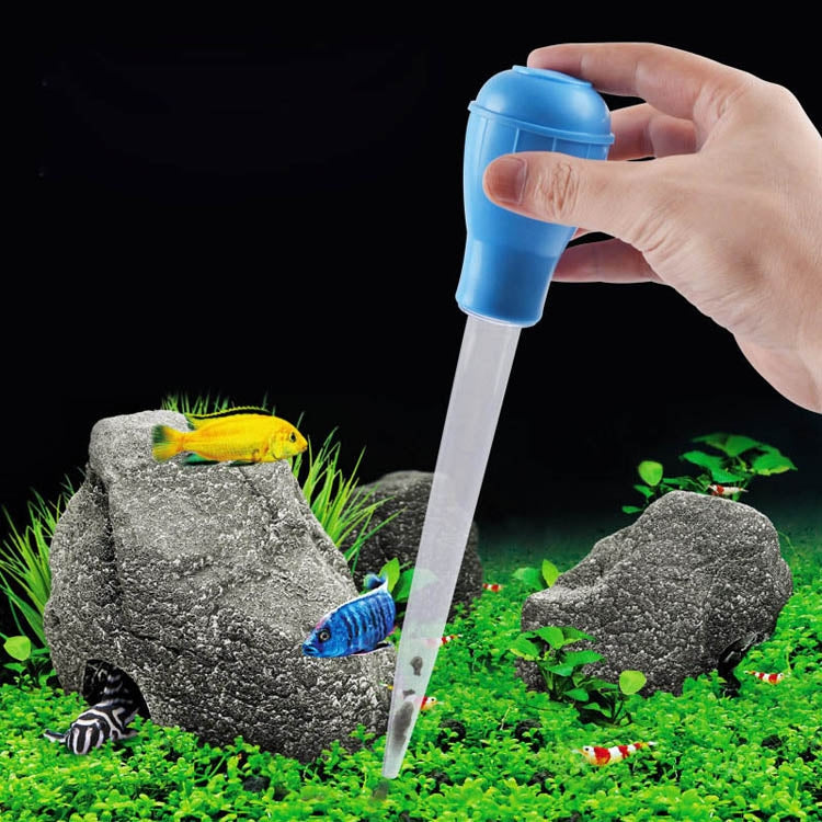 Small Fish Tank Water Change Suction Pooper Manual Mini Suction Tube(Blue)
