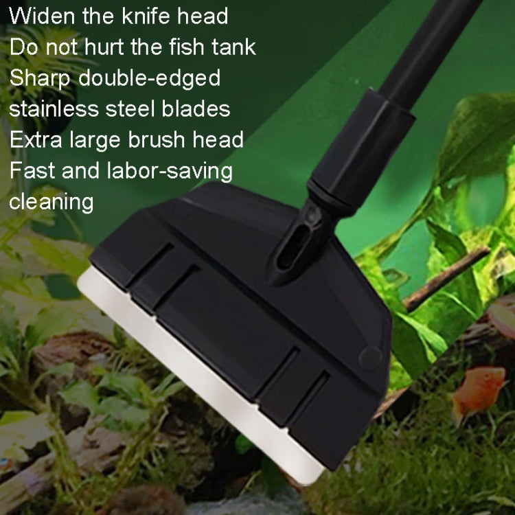 53cm 2 Section Fish Tank Algae Scraper Widen Aquarium Long Handle Scraper(Black)