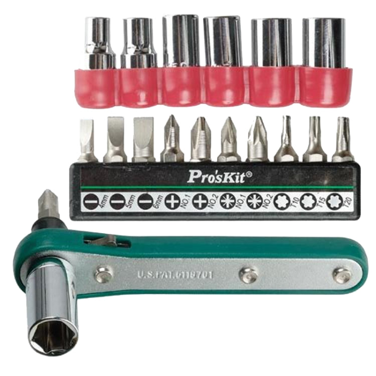 ProsKit 1PK-202A 16 In 1 Socket Driver Head Ratchet Wrench Set