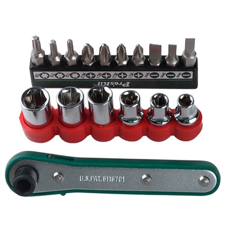 ProsKit 1PK-202A 16 In 1 Socket Driver Head Ratchet Wrench Set