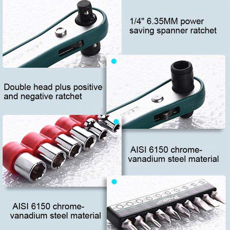 ProsKit 1PK-202A 16 In 1 Socket Driver Head Ratchet Wrench Set