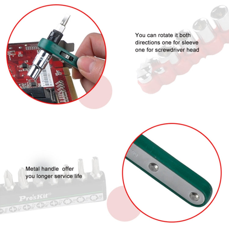 ProsKit 1PK-202A 16 In 1 Socket Driver Head Ratchet Wrench Set
