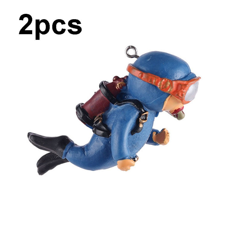 2pcs Fish Tank Diver Aquarium Ornaments Aquascape Decorations(Regular Blue)