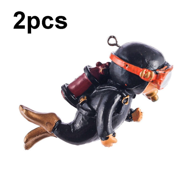 2pcs Fish Tank Diver Aquarium Ornaments Aquascape Decorations(Regular Black)