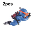 2pcs Fish Tank Diver Aquarium Ornaments Aquascape Decorations(With Camera Blue)