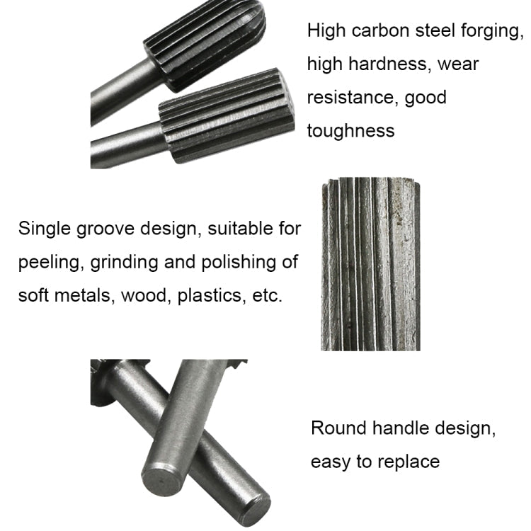 Hard High Carbon Steel Rotary Carving Knife Abrasive Processing Grinding Head Set(6pcs/set)