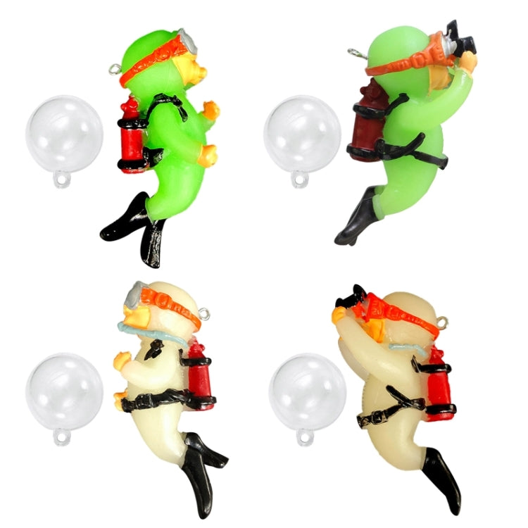 Diver Aquarium Pendant Fish Tank Aquascape Ornament Decoration(With Camera Fluorescent Green)