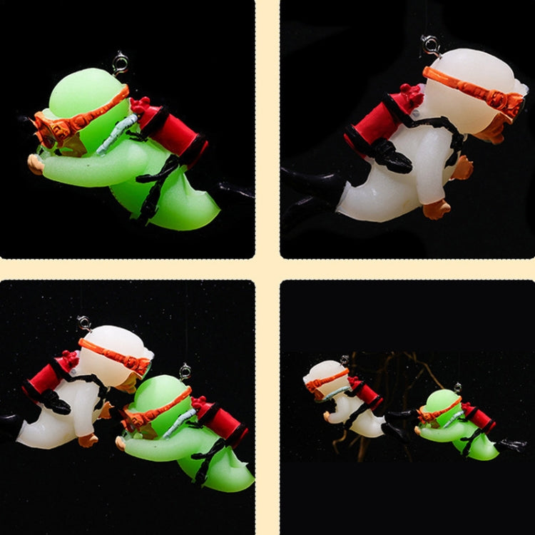 Diver Aquarium Pendant Fish Tank Aquascape Ornament Decoration(With Camera Fluorescent Green)