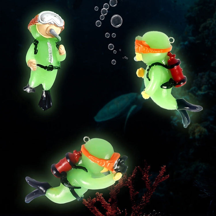 Diver Aquarium Pendant Fish Tank Aquascape Ornament Decoration(With Camera Fluorescent Green)