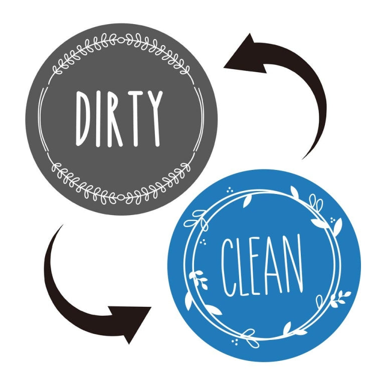 Dishwasher Round Magnet Clean Dirty Sign Double-Sided Dishwasher Magnet Cover(Gray Blue)