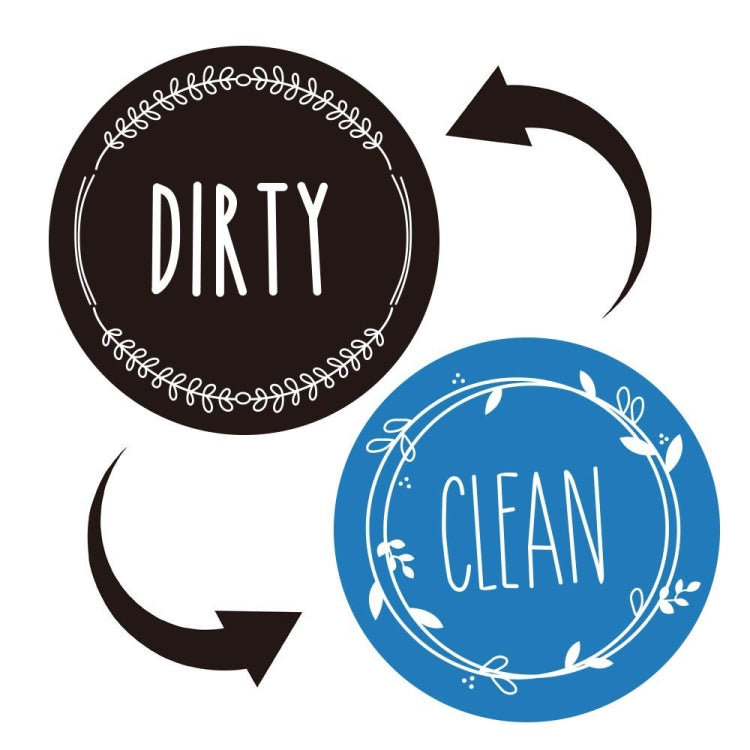 Dishwasher Round Magnet Clean Dirty Sign Double-Sided Dishwasher Magnet Cover(Black Blue)