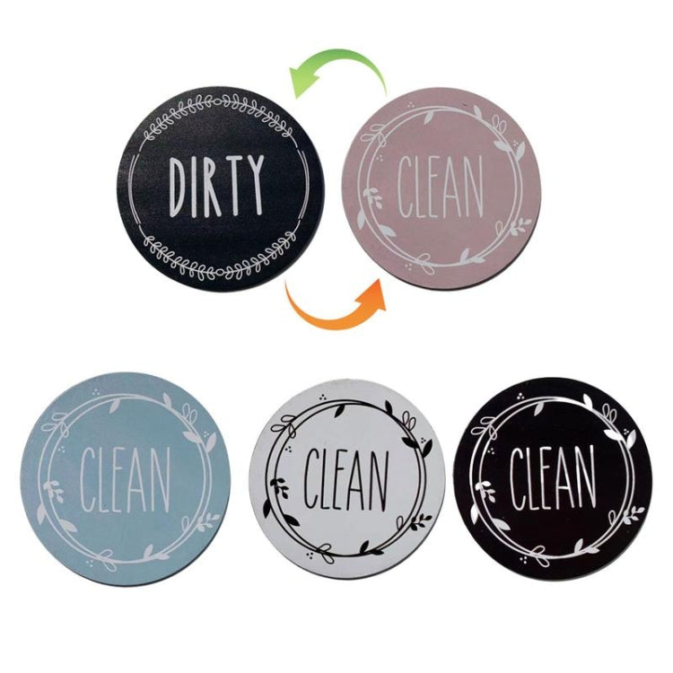 Dishwasher Round Magnet Clean Dirty Sign Double-Sided Dishwasher Magnet Cover(Gray Pink)