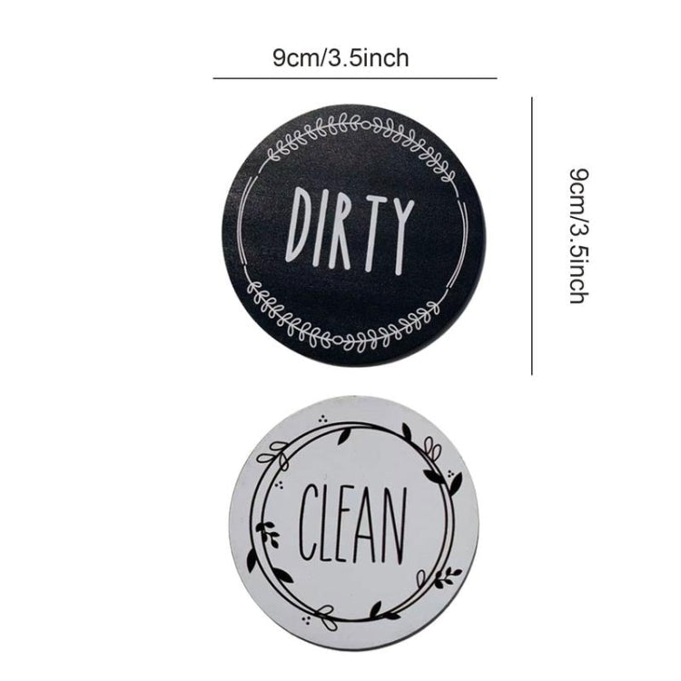 Dishwasher Round Magnet Clean Dirty Sign Double-Sided Dishwasher Magnet Cover(Black White)