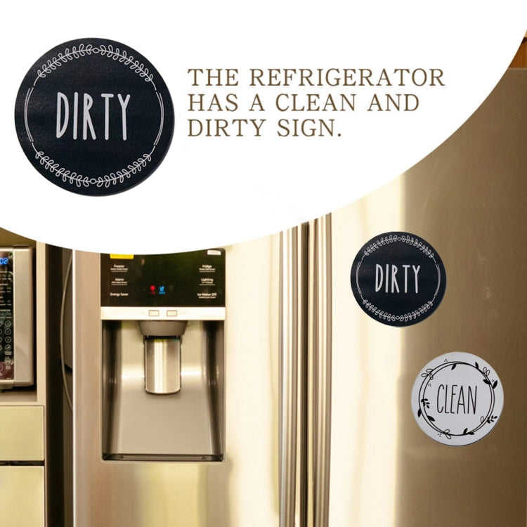 Dishwasher Round Magnet Clean Dirty Sign Double-Sided Dishwasher Magnet Cover(Black White)