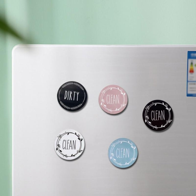 Dishwasher Round Magnet Clean Dirty Sign Double-Sided Dishwasher Magnet Cover(Black White)