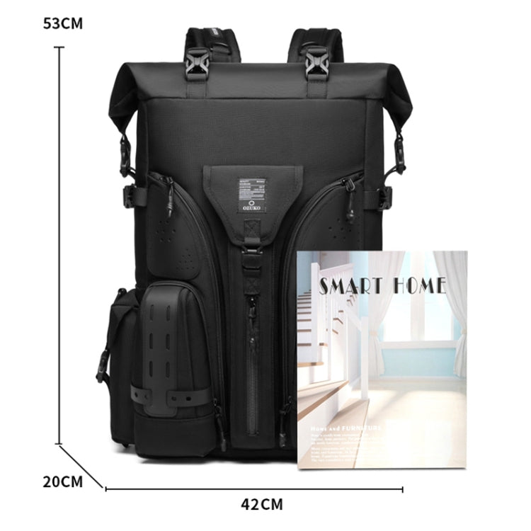Ozuko 9631 Waterproof Outdoor Backpack Large Capacity Travel Baseball Bag(Black)