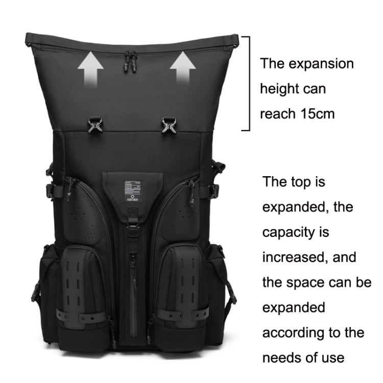 Ozuko 9631 Waterproof Outdoor Backpack Large Capacity Travel Baseball Bag(Black)