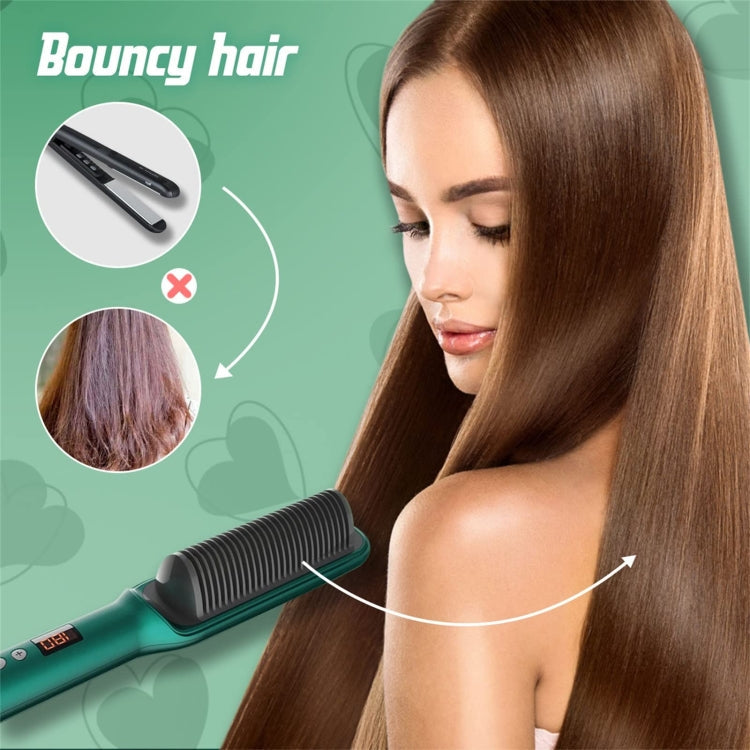 2 In 1 Hair Straightener Brush And Curler Negative Ion Hair Straightener Styling Comb(White)