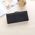 Women Long Wallet Vintage Frosted Splicing Leather Wallet(Black)