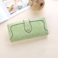 Women Long Wallet Vintage Frosted Splicing Leather Wallet(Light Green)