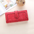 Women Long Wallet Vintage Frosted Splicing Leather Wallet(Jujube Red)