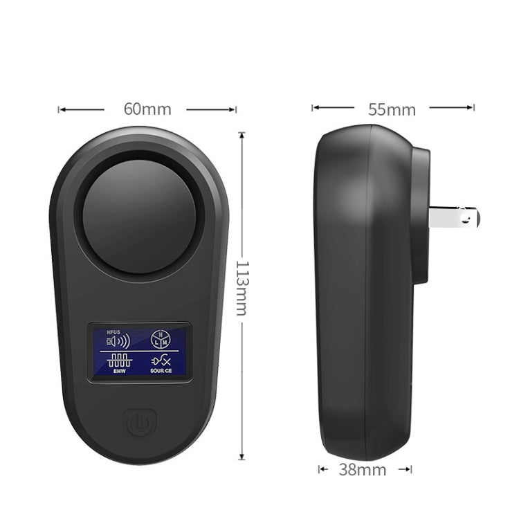 High Power Display Ultrasonic Mouse Repellent Mosquito Repellent Home Intelligent Insect Repellent US Plug(Black)
