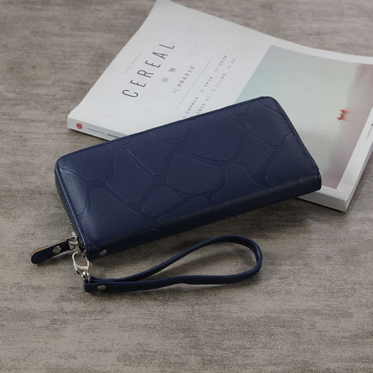 Large Stone Wallet Zipper Women Wallet Long Coin Purse(Blue)