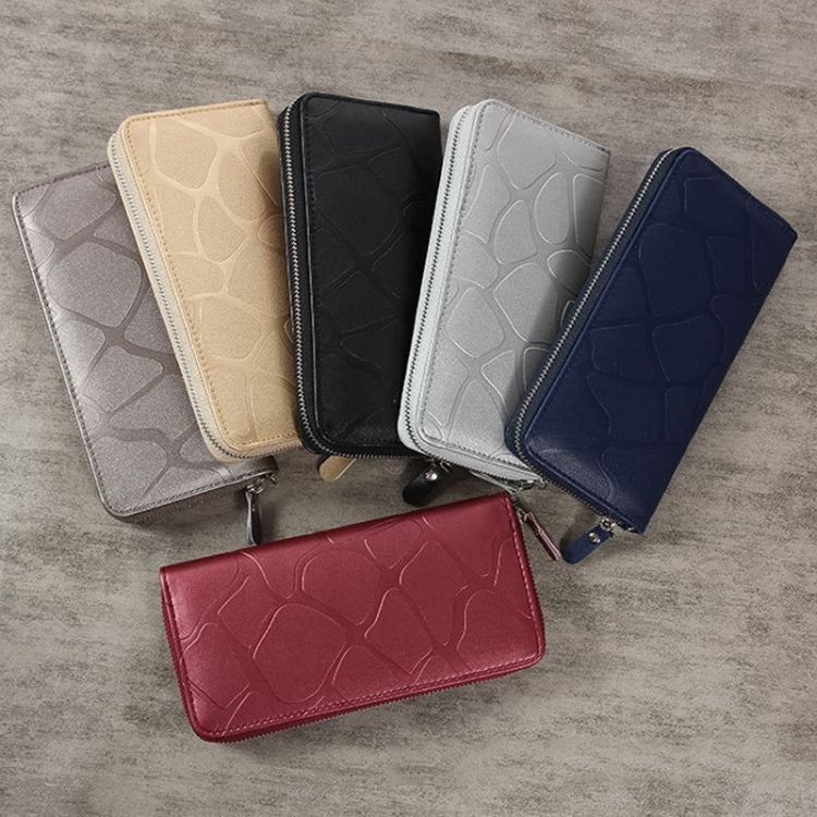 Large Stone Wallet Zipper Women Wallet Long Coin Purse(Blue)