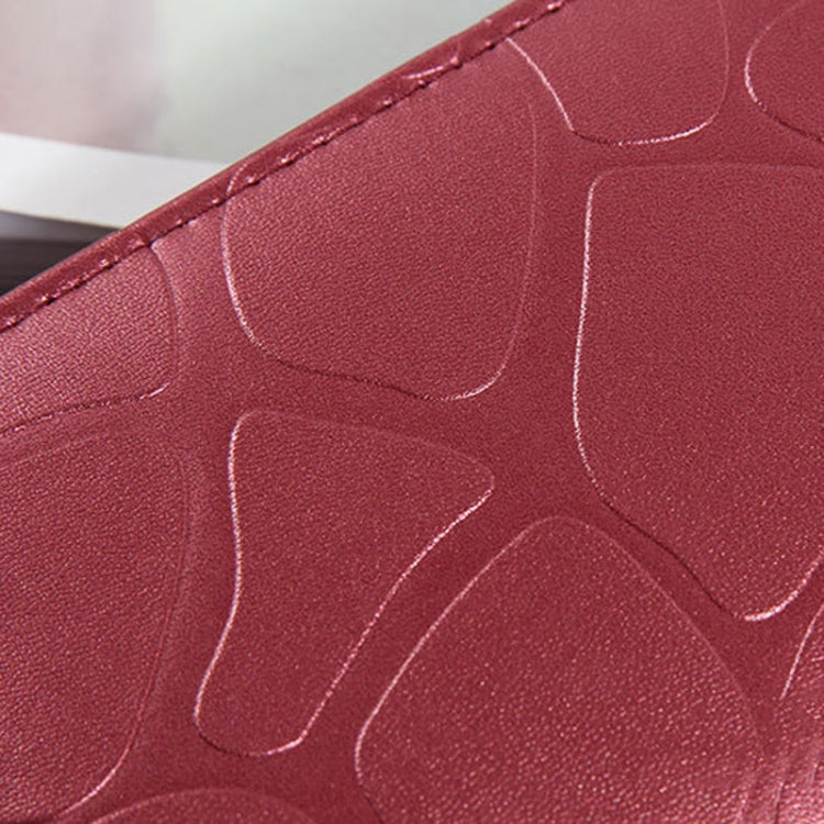 Large Stone Wallet Zipper Women Wallet Long Coin Purse(Claret)