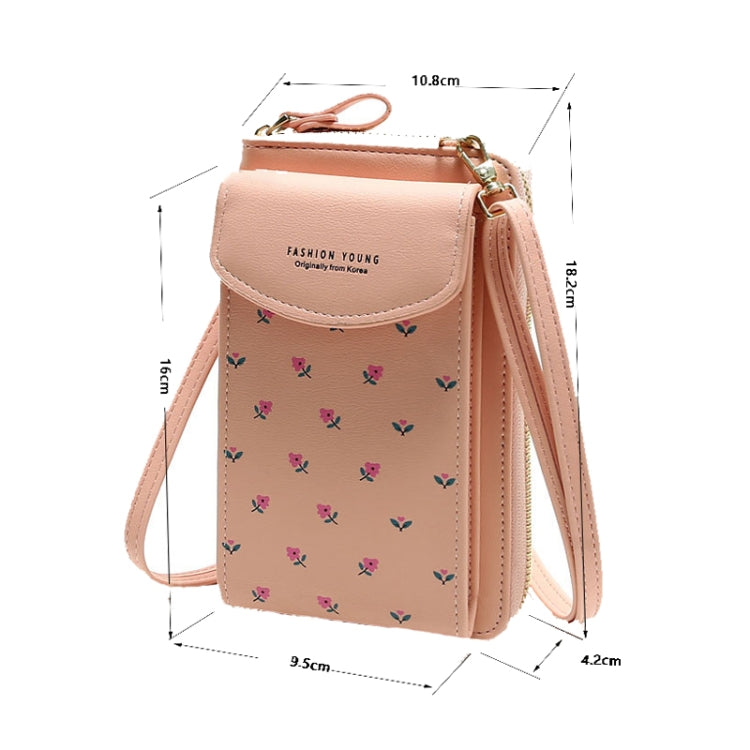 Printed Phone Bag Floral Woman Multifunctional Crossbody Bag Multi Card Shoulder Bag(Jujube)