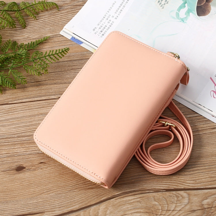 Printed Phone Bag Floral Woman Multifunctional Crossbody Bag Multi Card Shoulder Bag(Light Pink)