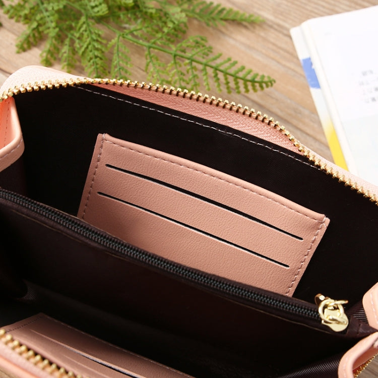 Printed Phone Bag Floral Woman Multifunctional Crossbody Bag Multi Card Shoulder Bag(Light Pink)