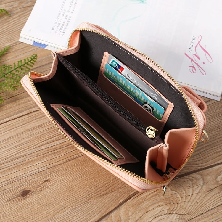 Printed Phone Bag Floral Woman Multifunctional Crossbody Bag Multi Card Shoulder Bag(Light Pink)