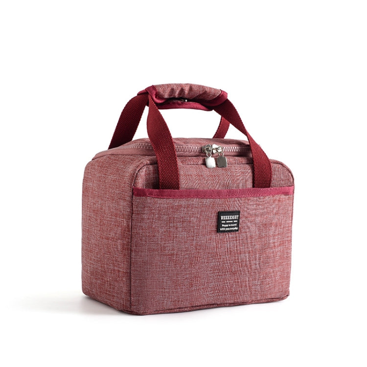 Portable Lunch Bag Thermal Insulated Lunch Box Tote Cooler Handbag 24  x 17 x 14cm(Wine Red)